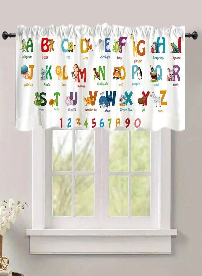 DOTOOMA 54x18 Inches Cartoon Cute Animal Alphabet Window Treatment Valance Colorful Number Theme Kids Decor Kitchen Dining Room Polyester Fabric Decorations Supplies - Image 1